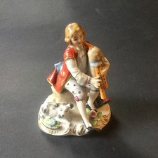 Antique Sitzendorf Porcelain Figurine Musician With A Dog 19thC