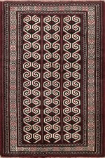Multicolore Tribal Balouch Zone Tapis 0.9x1.2m Noués à la Main Géométrique Laine