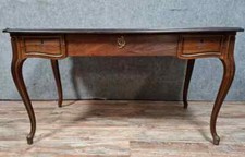 Bureau double face style louis XV en palissandre et joncs de cuivre vers 1850