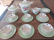 Service à café porcelaine SALINS JURA à décor de fleurs - Lunéville