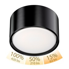 Luminaire apparent en porcelaine KLU rond noir 91mm Ø + lampe LED blanc chaud 3