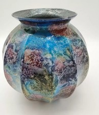 Vase LAQUE LINE BLEU PIECE UNIQUE IRISE DE JEAN NOEL BOUILLET