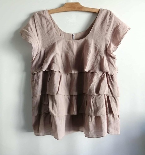 Blouse beige coton - à, volants