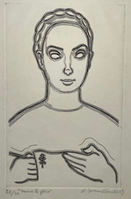 Devant Glace SUZANNE TOURTE Gravure EAU FORTE 23/50 1949