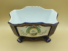 Jardiniere Motifs fleurs  Oiseaux  filet  or  et  bleu  L 23 x 14 cm