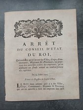 Décret Louis XVI Juillet 1775 EMPRUNTS Budget