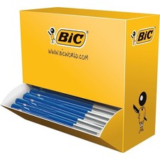 Bic Pack 100 Stylos Bille Rétractable M10 Clic Pointe Moyenne Bleu