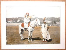 LA CHASSE AU FAUCON en Algérie - Photochromie fin 19ème Gravure 