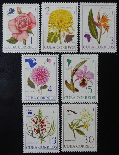 Timbres 1cuba fleurs - du,