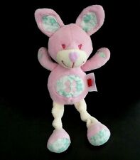 *. DOUDOU PELUCHE TEX BABY LAPIN CHIEN ROSE ECRU VERT  TREFLE ETAT NEUF*