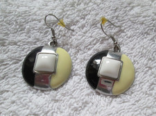 Clips d'oreilles bijou fantaisie rondes tricolore diam 2,5cm - Très classe