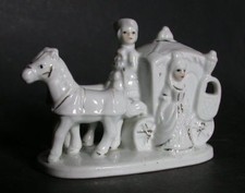 CHEVAL CALECHE ATTELAGE à CHEVAUX porcelaine carrosse diligence fiacre cocher