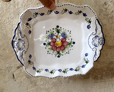 Plat décoratif faience décor de fleurs peint à la main Albalat vintage