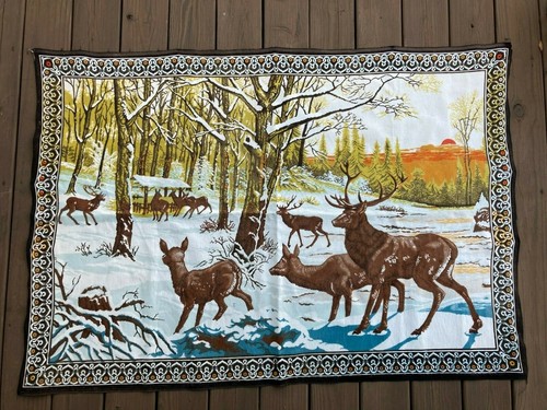 Vtg deer hunting tapestry wall - vtg,