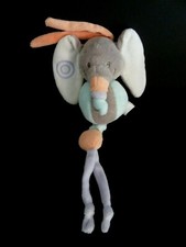 R. DOUDOU VIBRANT NATTOU ELEPHANT BLEU BLANC GRIS MAUVE ORANGE BALLE  - TTBE