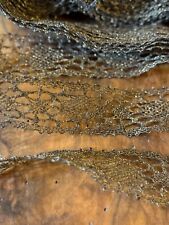 RARE DENTELLE FUSEAUX ANCIENNE - CANETILLE OR-BRONZE - 10 mètres  fait main