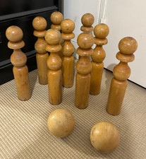 Ancien Jeu de 9 Quilles Bois