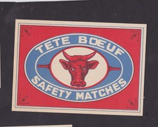 Ancienne  étiquette de paquet  allumettes Belgique BN27820 Tête de Boeuf 