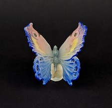 A-9440081 Ens Porcelaine Figurine Papillon Moulin Bleu Coloré Sur Socle 8,5x7cm