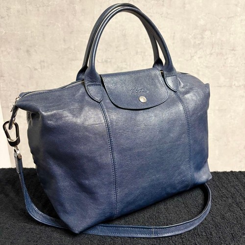 Longchamp pliage cuir navy - longchamp,