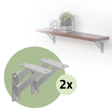 4x Équerres étagère mural support d'angle en aluminium argent robuste 120x120 mm