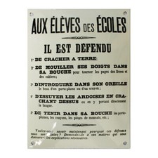 Plaque émaillée humoristique :  AUX ÉLÈVES DES ÉCOLES...