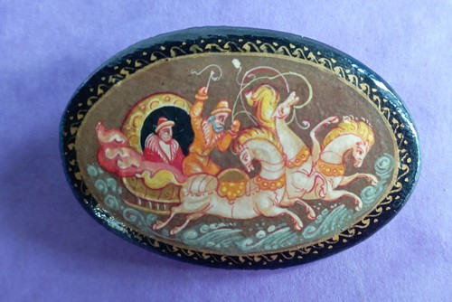 Broche russe bois laqué - broche,