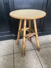 Ancienne Sellette Guéridon Vintage Bambou Et Rotin 