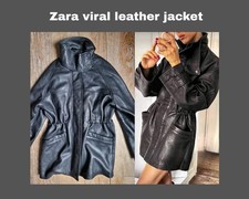 ZARA VIRAL JACKET ADJUSTED BLACK LEATHER 5479/780 S/XS BNWT