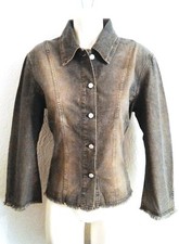 Blouson / Veste en jean ✿✿✿ TRUSSARDI ✿✿✿ grise/beige Taille 42 (TBE)