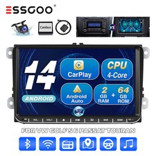 Android 14 Carplay Autoradio 2+64G GPS Caméra Pour VW GOLF 5 6 Plus PASSAT B6 B7