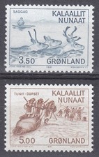Groenland 1981 Mi 131-132 Sc 146-147 MNH Eskimos Hunters Reindeer Seal Kayak **
