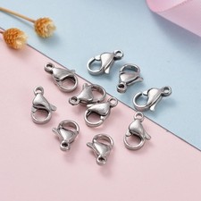 Lot 10 mousquetons fermoirs acier inoxydable 11x7mm pour chaine collier - IN100
