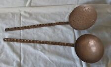 Rare Ancienne Louche Et Écumoire LG 39 cm En Cuivre Étamé Vintage Idéal Déco 