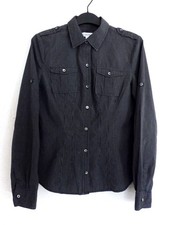 CALVIN KLEIN Chemise noire aux fines rayures blanches TBE