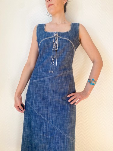 Y2k denim corset midi - midi, dress