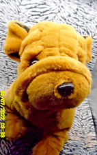 CF/ NICOTOY? PELUCHE CHIEN SHARPEI ASSIS MARRON  YEUX DURS NOIRS  35CM ETAT NEUF