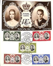 PHILATELIE MONACO MARIAGE RAINIER GRACE KELLY 19 AVRIL 1956