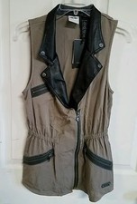 NWT Harley Davidson ladies asymmetric zip vest, size S, twill, brown, #81