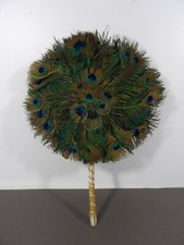 EVENTAIL ANCIEN PLUMES DE PAONS vintage peacock fan
