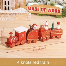 Décoration De Noël / Table De Noël Petit Train Rouge / Enfant En Bois