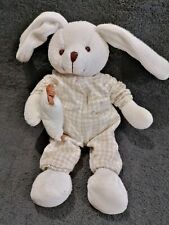 Doudou et compagnie peluche lapin tricot vichy beige   Etat neuf