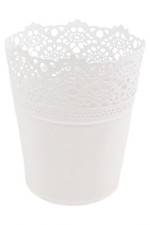 IKEA Skurar Cache-pot Blanc Métal Scandinave Motif Fleurs 15cm