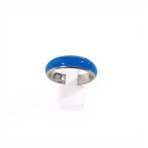 Bague anneau bleu acier - anneau,