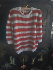 Pull Anny Blatt 2023 Coton Modèle  SOFIA MODIFIÉ Rouge Blanc or Rayé ⚜️🐇🍓