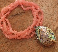 Abalone Pendant Chunky Pink