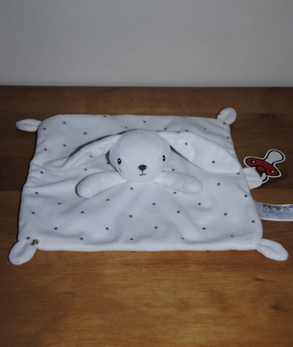 Doudou plat lapin - lapin, blanc