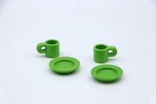 PLAYMOBIL 2 assiettes et 2 mugs verts - Vaisselle camping car 3647
