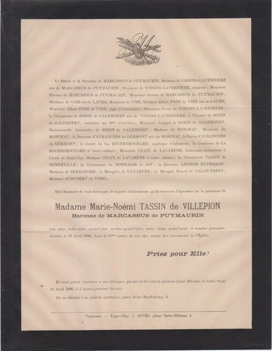 1886 faire part - 1886, faire-part