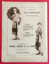 Publicité presse: Vêtements KIRBY, BEARD & Cie Paris Mlle Jane RENOUARDT  1924